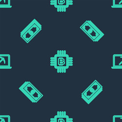 set line cpu mining farm cryptocurrency bitcoin vector image