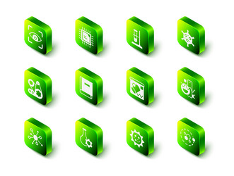 set processor cpu test tube flask on stand virus vector image