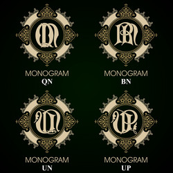 vintage monograms - 4 sets series vector