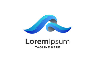 Abstract blue wave logo with ship concept Vector Image