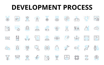 development process linear icons set analysis vector