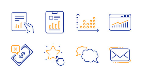 document messenger and dot plot icons set report vector image