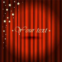 Luxurious Red Curtain with Gold Stars Vector Image