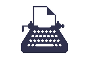 typewriter icon with sheet paper on white vector