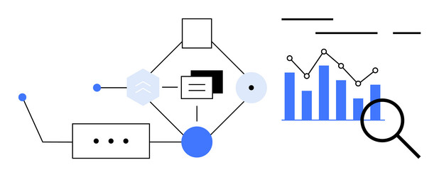 analyzing data connecting information through vector image