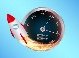 Boost internet speed meter with toy rocket vector