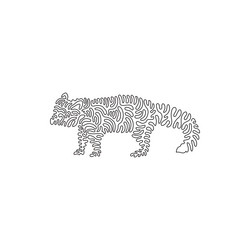 continuous curve one line drawing of cute red vector image
