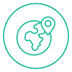 Globe with pointer line icon vector