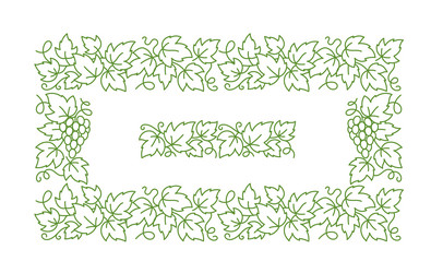 grape vine rectangular frame leaves vector