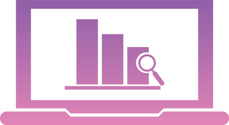 lupe with bars chart inside laptop gradient style vector image