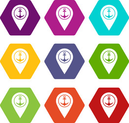 map pointer with symbol anchor and sea port icon vector image