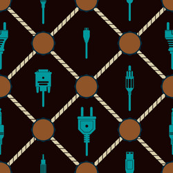 seamless background with different power cord plug vector image
