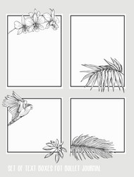 set text boxes for bullet journal or notes vector image