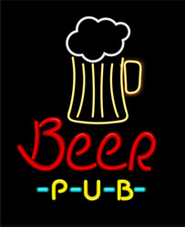 Beer pub glowing icon color vector