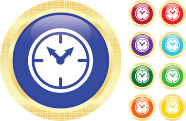 Clock Icons - Shiny Buttons vector image