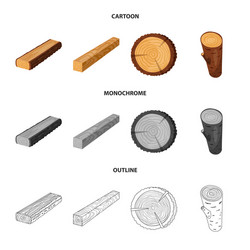 isolated object of tree and raw icon set vector image