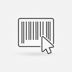 Mouse click on barcode icon in thin line style vector