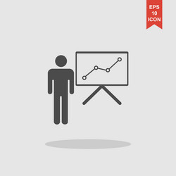 Presentation sign icon man standing with pointer vector