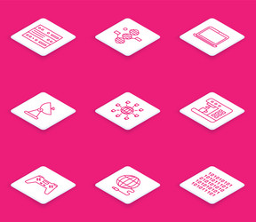 Set line server data web hosting dna symbol vector
