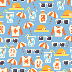 sun protect seamless pattern with lotion vector image