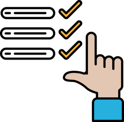 a hand pointing to check box with checkmark vector image