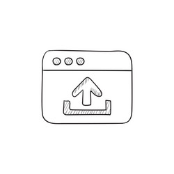 browser window with upload sign sketch icon vector image