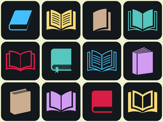 Colorful book icon set vector