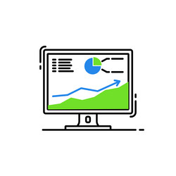 desktop statistics icon vector