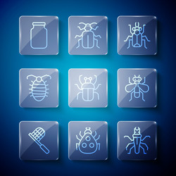 set line butterfly net ladybug termite beetle vector image