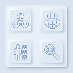 set line project team base globe and people user vector image