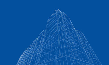 wire-frame model a multi-storey building vector image