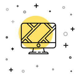 black line computer monitor and folded map vector image