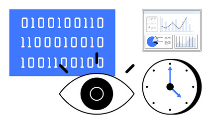 data analysis and visualization with binary code vector image