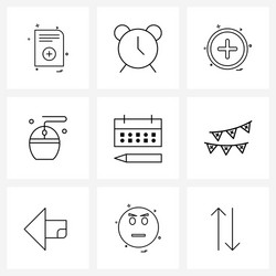 Ui set 9 basic line icons day user vector