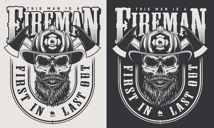 Vintage monochrome firefighting labels set Vector Image