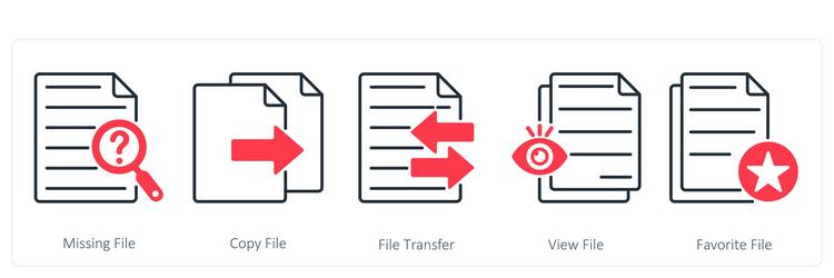 a set of 5 files icons as missing file copy vector image