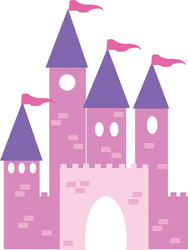 Pink princess cartoon castle isolated on white Vector Image
