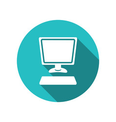 computer and keyboard flat icon with long shadows vector