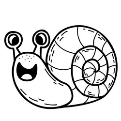 Cute snail linear hand drawing vector