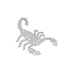 Single curly one line drawing of creepy scorpion vector