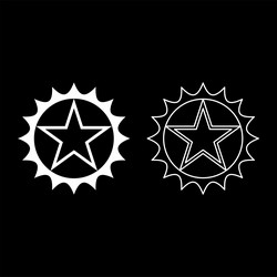 Star in circle with sharp edges icon white color vector