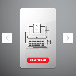 Code coding computer monoblock screen line icon vector