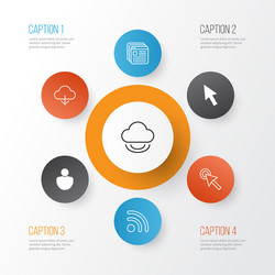 connection icons set collection of user wifi vector image