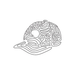 continuous one line drawing black baseball cap