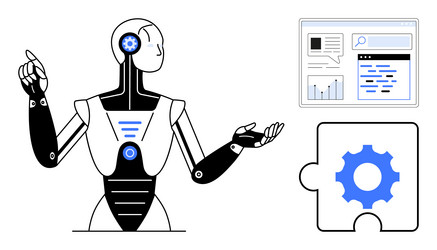 AI Analytics Robot - Data Integration vector image