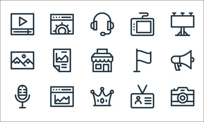 Digital marketing line icons linear set quality vector