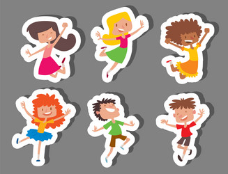 Happy children in different positions big vector