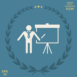 presentation sign icon man standing with pointer vector image