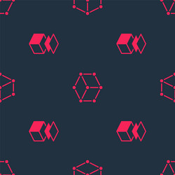 set layers and isometric cube on seamless pattern vector image