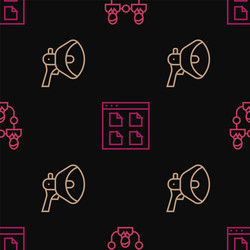 Set line project team base megaphone and browser vector